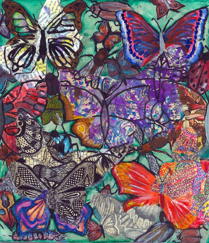 'Wings of Paradise' by Molly Sullivan, for the 2017 dot art competition. Mixed media.